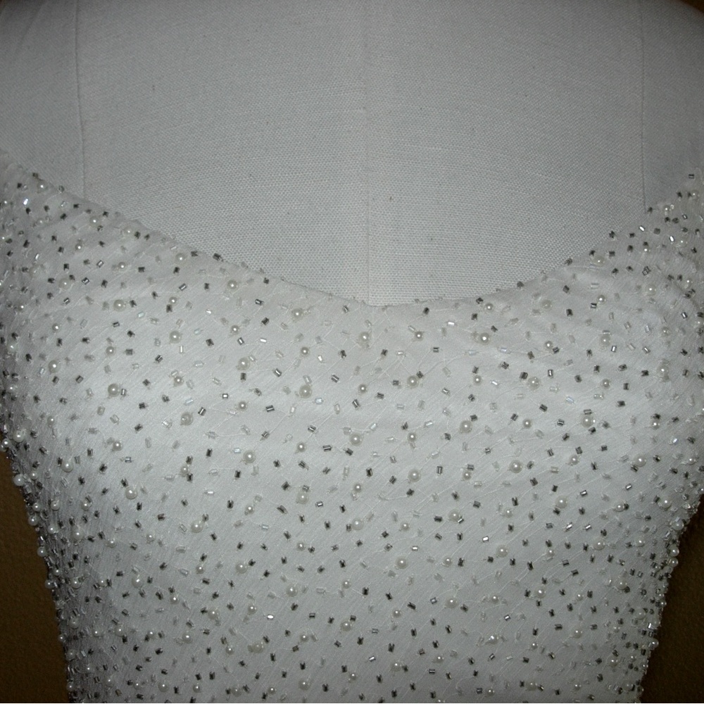 Silk chiffon beaded wedding dress. Size 6
